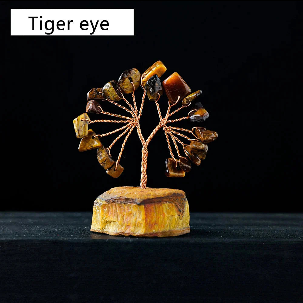 GemFortune Kristall Glücksbaum | Naturstein Baum mit Rohsteinbasis | Dekoration für Heim, Büro & Schreibtisch