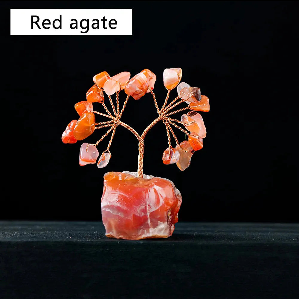 GemFortune Kristall Glücksbaum | Naturstein Baum mit Rohsteinbasis | Dekoration für Heim, Büro & Schreibtisch