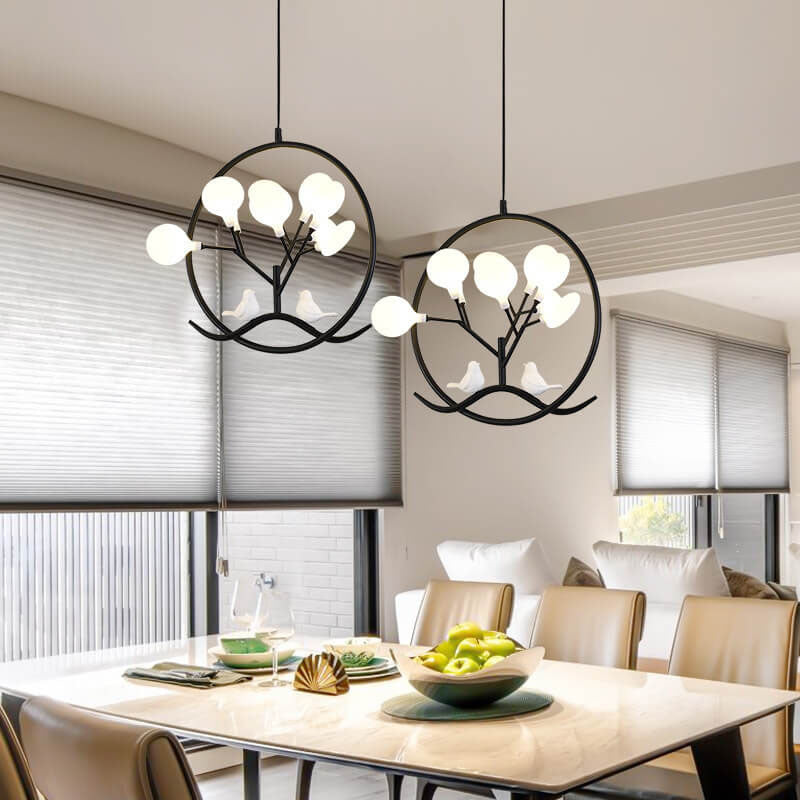 AvianGlow Nordic Kronleuchter | Metall-Vogelzweig Design | 9-Licht Pendelleuchte | Elegante Beleuchtung für Wohnzimmer