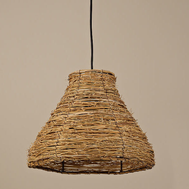 RattanDome Retro Pendelleuchte | Handgewebtes Rattan-Design | 1-Licht | Natürliche Wohnbeleuchtung