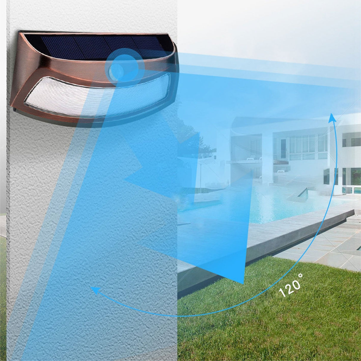 LumiTrape Solar Wandleuchte | Trapezförmiges Design | Solarbetrieben | LED Außenbeleuchtung