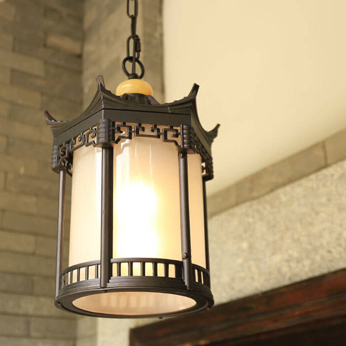 HexaLantern Outdoor LED Hängeleuchte | Wasserdichte Retro-Laterne | Chinesisches Sechseck-Design