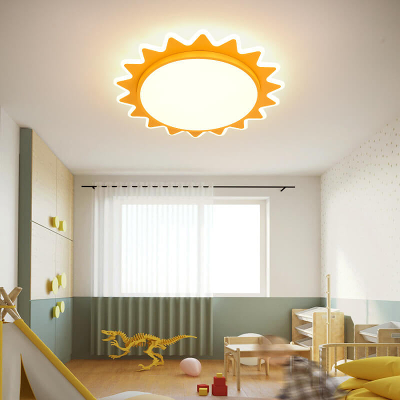 SunnyLuxe Kreatives Cartoon LED Deckenlicht | Sonnendesign | Kinderzimmer | Dimmbare Beleuchtung