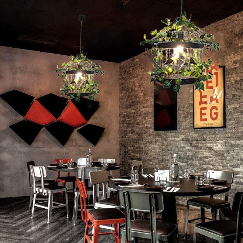 AviNest Retro Hängelampe | Vogelkäfig-Design | Kreative Pflanzen-Optik | 1-flammig | Dekorative Pendelleuchte