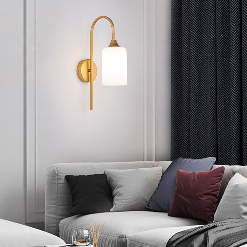 GlintArc Wandlampe | Minimalistisches Zylinderglasdesign | Flexibler Arm | 1-Licht Wandleuchte für stilvolle Räume