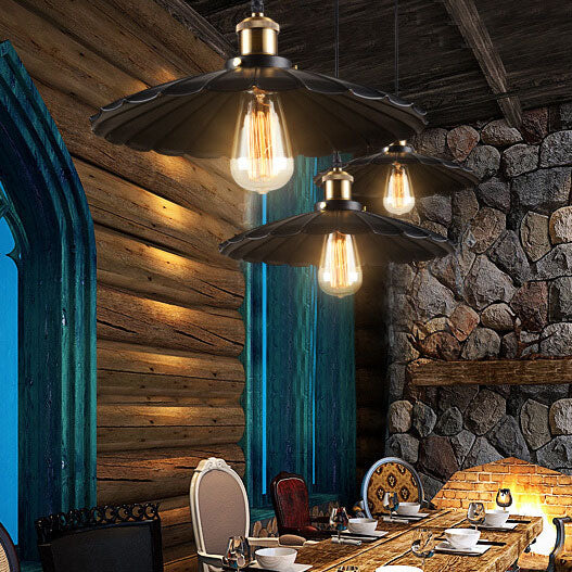 Ironique Vintage Industrial Pendelleuchte | Eisen-Lampenschirm | 1-Licht Design | Retro Beleuchtung für Wohnräume