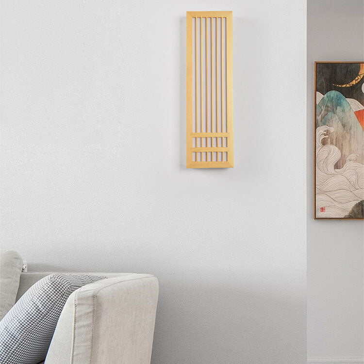 ZenWood Minimalist Japanische Wandlampe | Rechteckiges Design | LED 1-Licht | Warmes und Weißes Licht | Deko für Zuhause