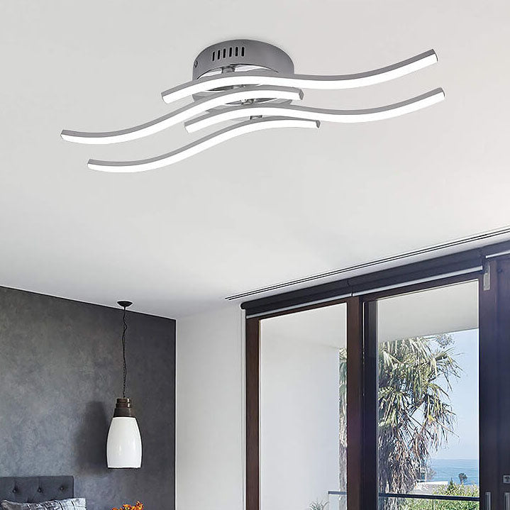 FluxLume LED Deckenleuchte | Wellenförmiges Design | Semi-Flush Montage | Warm- & Weißlicht | Minimalistischer Stil