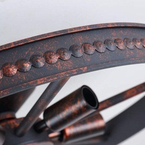 IronWheel Deckenleuchte | Industrielles Design mit 6 Leuchten | Flush-Mount Lampe | Schwarz & Rostfarben