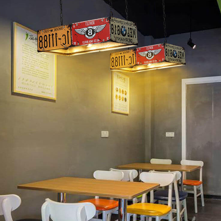 VintagePlate Kreative Metall-Lizenzplatte Kronleuchter | 3-Licht | Retro-Design