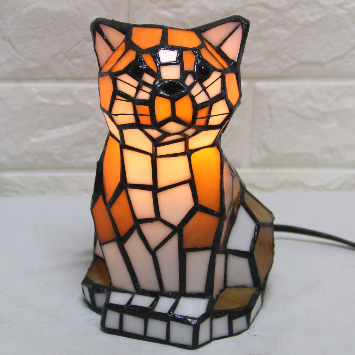 Pawlume Tiffany Tischlampe | Kreatives Katzen-/Hunde-Design | Nachtlicht | Handgefertigtes Buntglas | Dekoratives Stimmungslicht