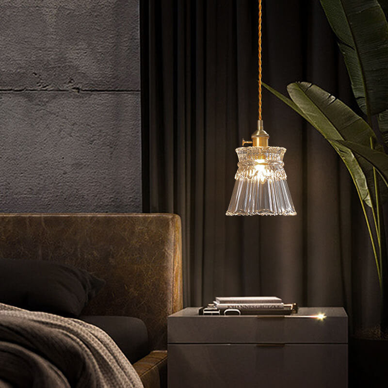 Bellux Glas Pendelleuchte | Modernes Glockenschirmdesign | Messingoptik | 1-flammig | Luxuriöse Beleuchtung