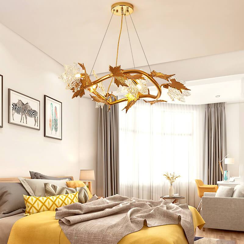 Leaforia Elegance Kronleuchter | Glas & Aluminium Design | 6-flammig | Moderne Beleuchtung