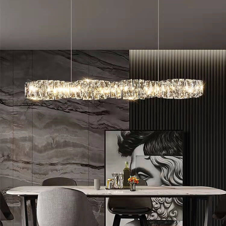 CrystalLine LED Kronleuchter | Modernes Minimalistisches Design | Lineares Kristall | Dimmbares Licht für Esszimmer & Wohnzimmer