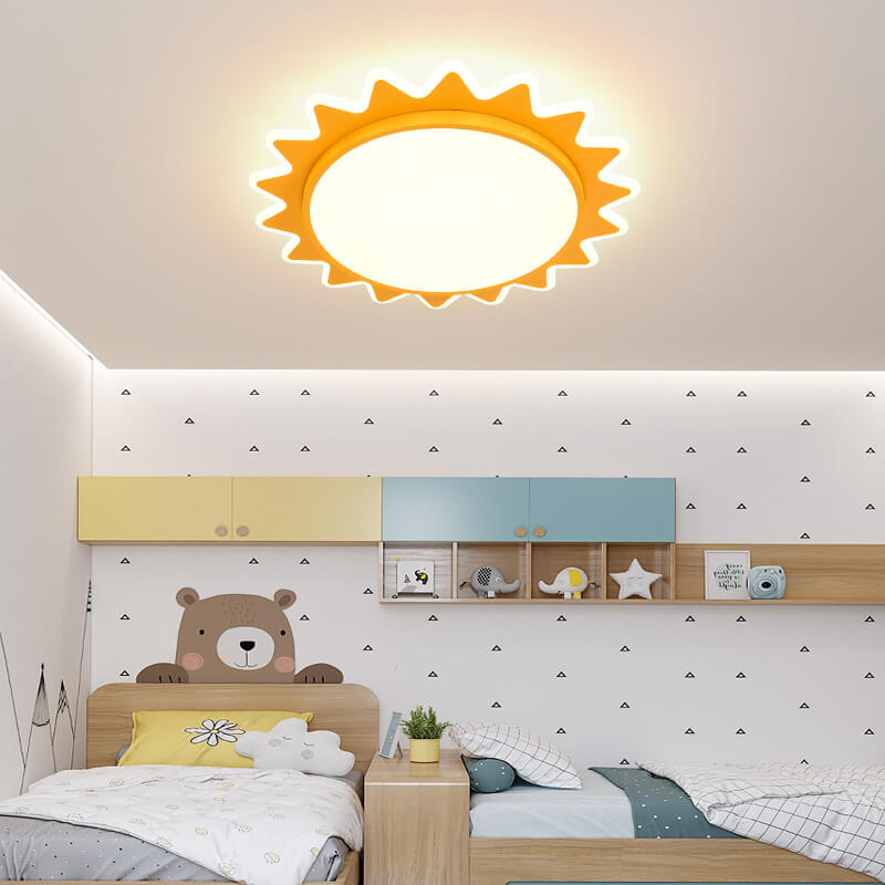 SunnyLuxe Kreatives Cartoon LED Deckenlicht | Sonnendesign | Kinderzimmer | Dimmbare Beleuchtung