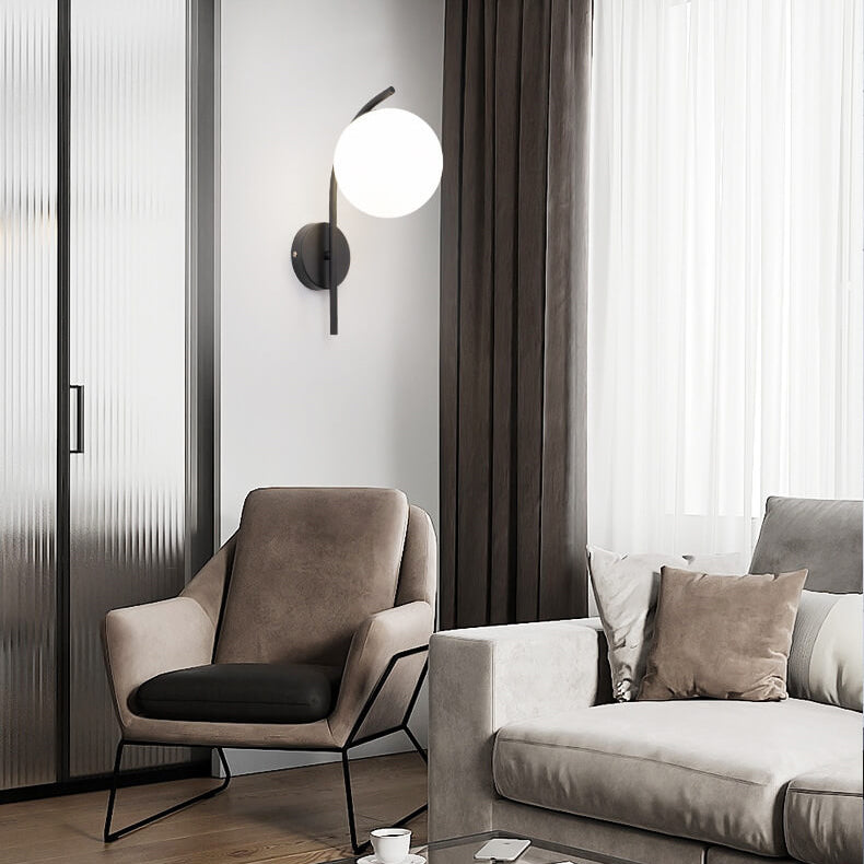 GlobeArc Nordic LED Wandleuchte | Glas-Kugel | 1-flammig | Modernes Design | Deko für Zuhause