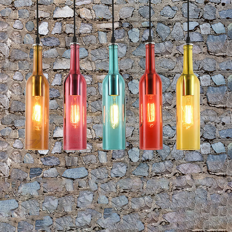 VinoLux Antik Glas Pendelleuchte | Weinflaschen Design | Vintage Beleuchtung für Esszimmer & Küche