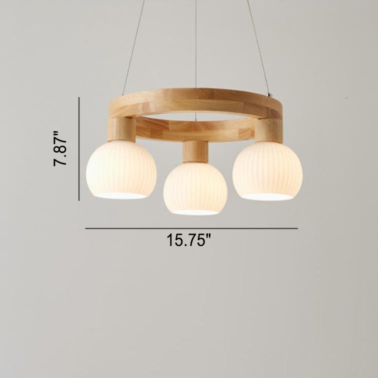 ZenLustre Japanisches Design Kronleuchter | Holzring & Glas | 3/6/9 Flammen | Modern & Stilvoll