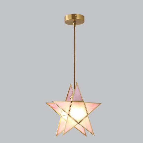 LumoStar Pendelleuchte | Glas mit Wasserstruktur | 1-flammige Sternförmige Hängeleuchte | Modern & Farbig