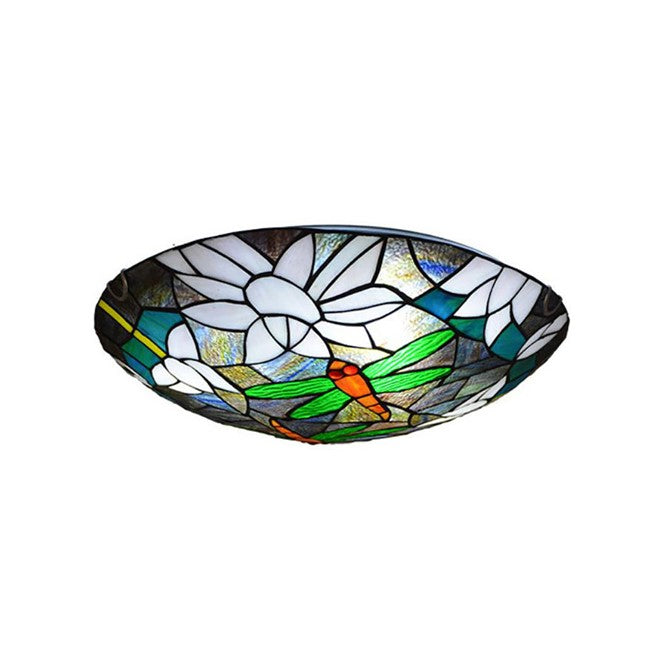 VitraFly Tiffany Deckenleuchte | Vintage Dragonfly Design | Buntes Glas | 2/3-Licht Flush Mount | Exklusive Beleuchtung
