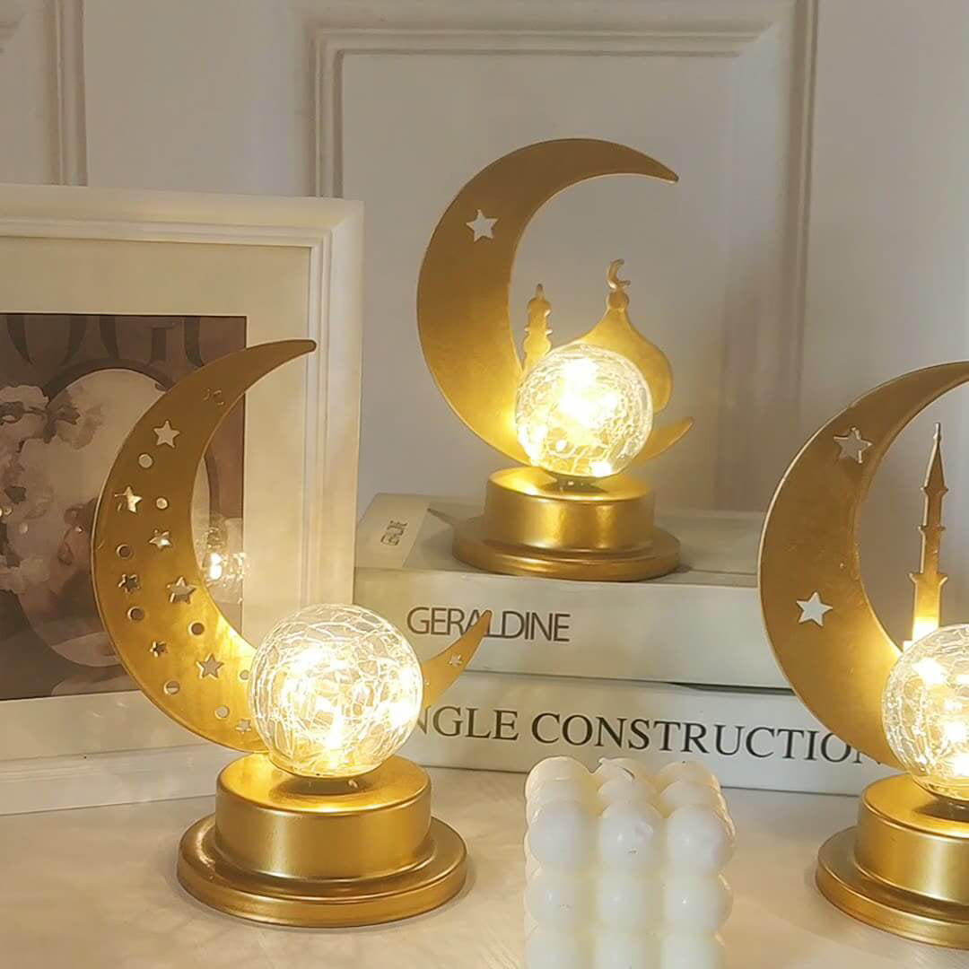 EidGlow LED Tischlampe | Muslimisches Mond- und Schlossdesign | Nachtlicht & Dekoration | Festliche Beleuchtung