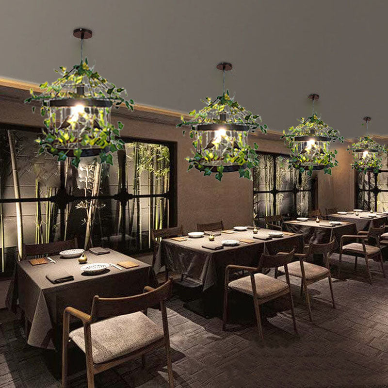 AviNest Retro Hängelampe | Vogelkäfig-Design | Kreative Pflanzen-Optik | 1-flammig | Dekorative Pendelleuchte