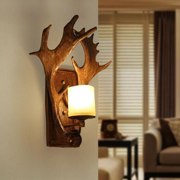Antlera Vintage Antike Geweih-Wandleuchte | 1-Licht LED-System | Rustikale Wandbeleuchtung