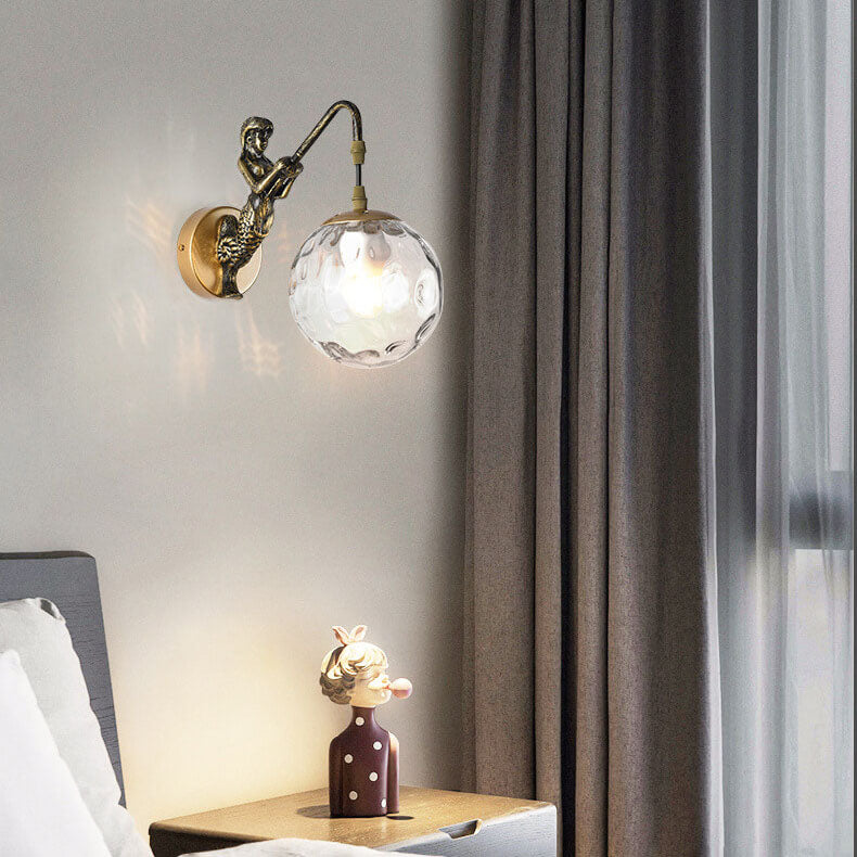 MermaidGlow Vintage Wandleuchte | Rustikale Wandlampe mit Kugelglas | Einzigartiges Dekolicht
