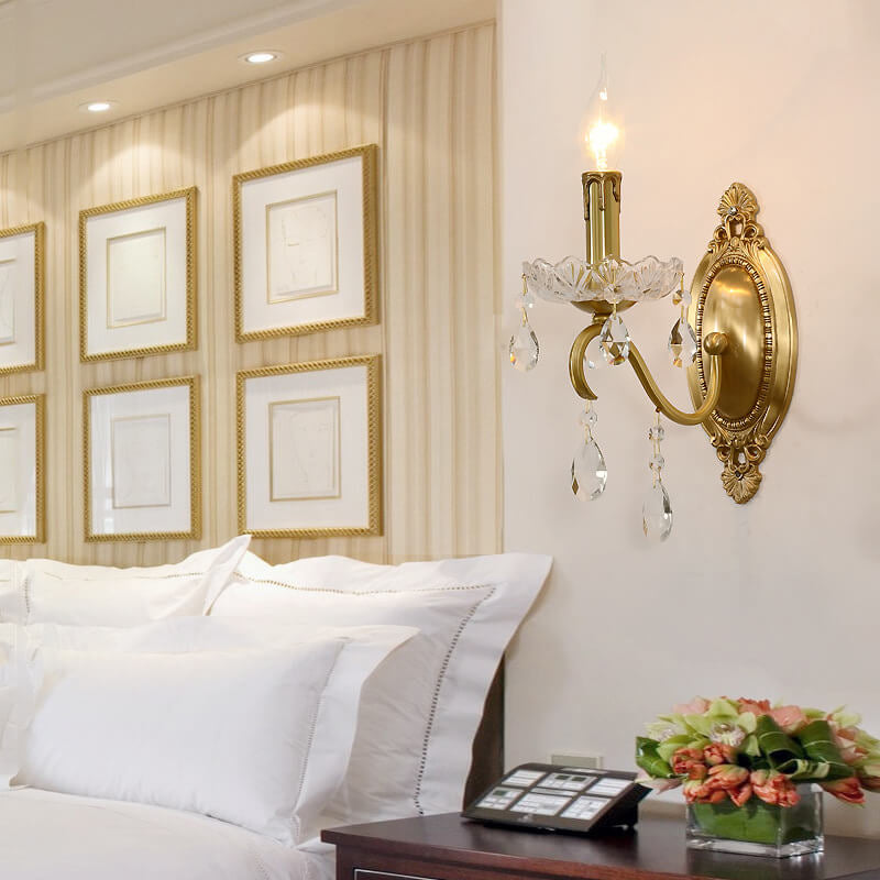 Crystaléa Wandlampe im französischen Vintage-Stil | Messing & Kristall | Elegante Beleuchtung für Zuhause
