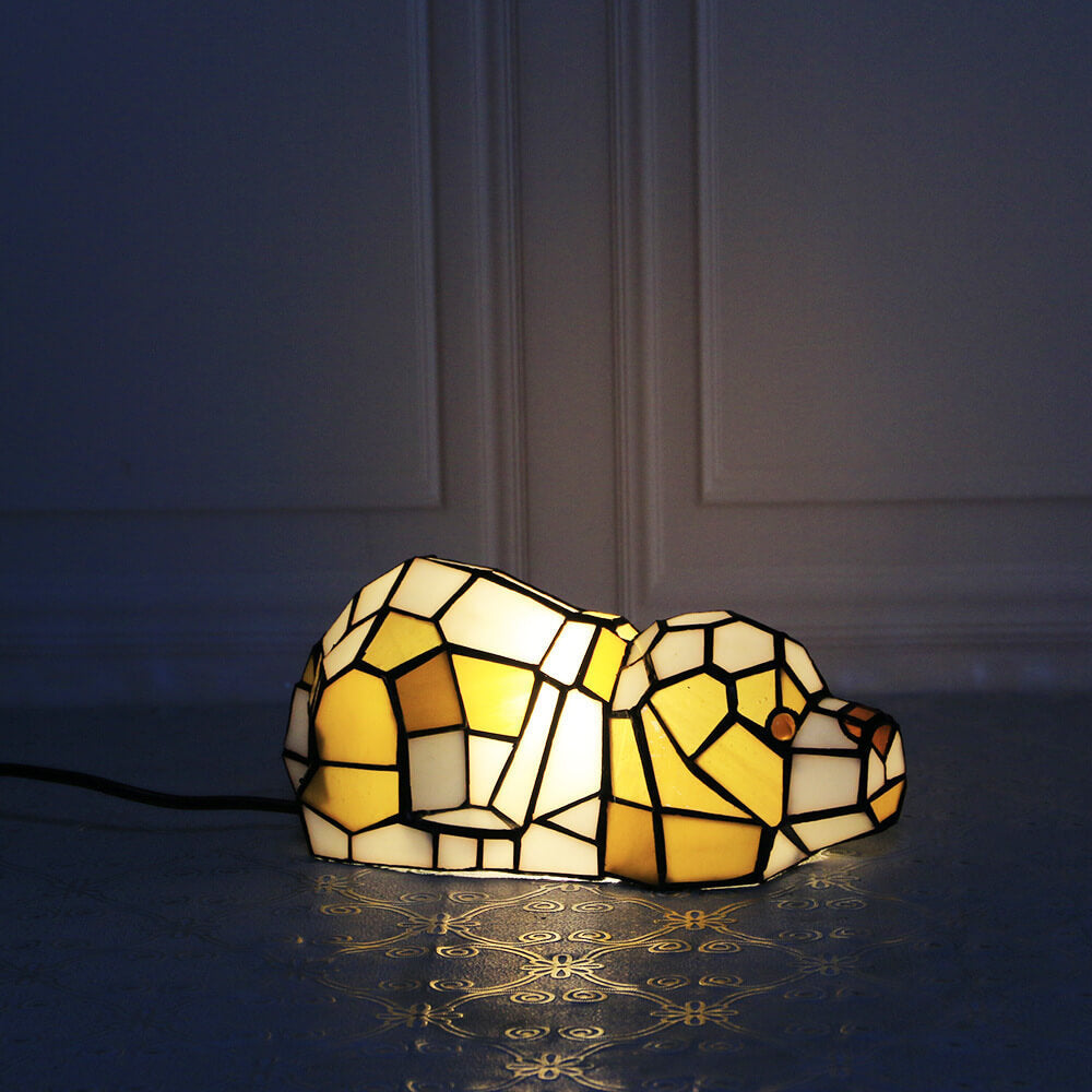 Pawlume Tiffany Tischlampe | Kreatives Katzen-/Hunde-Design | Nachtlicht | Handgefertigtes Buntglas | Dekoratives Stimmungslicht