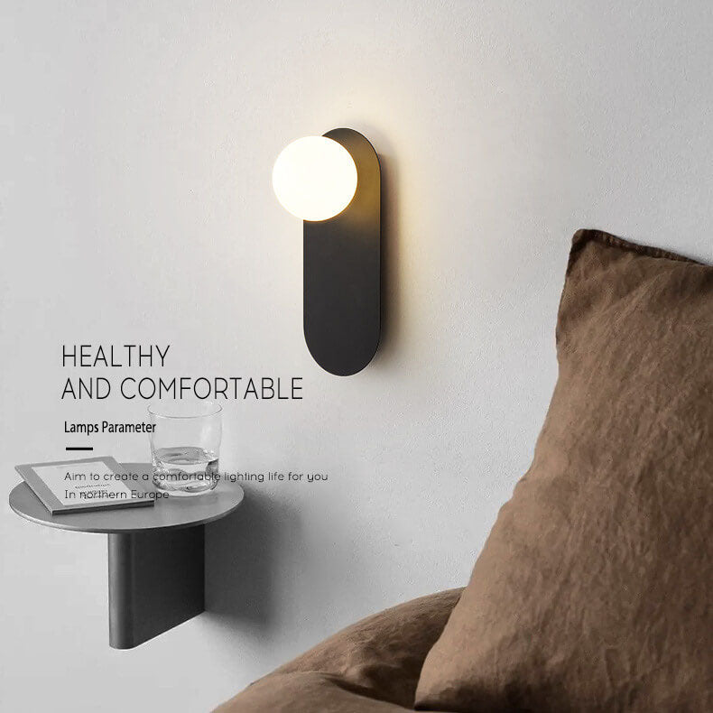 AuraGlow Nordic Wandlampe mit Glasring | Minimalistisches Design | Einflammige LED-Wandleuchte für Wohnräume