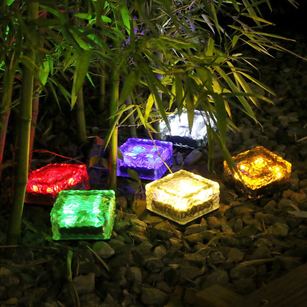 IceGlow Solar LED Bodeneinbauleuchte | Wasserfest | Glaseffekt | Gartenbeleuchtung in verschiedenen Farben
