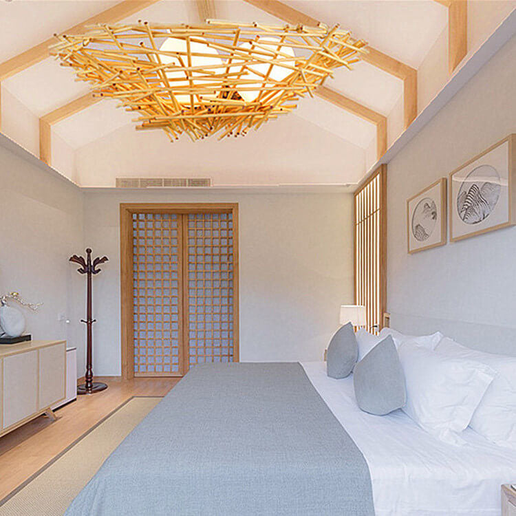 RavaNest Rattan Kronleuchter | Handgewebtes Design | 2- oder 3-flammig | Natürliche Eleganz | Hängeleuchte