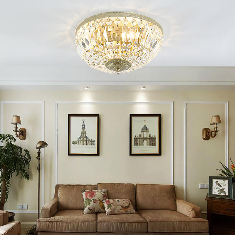 CrystalVibe Vintage Deckenleuchte | Runde Kristallfassung | 4/6 Lichter | Elegantes Design