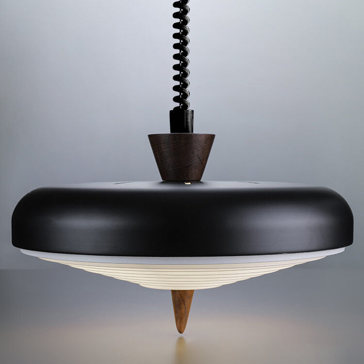 ZenithIron Japanische Hängelampe | Industrielles Design | Walnussholz | Höhenverstellbar | Einflammige Pendelleuchte