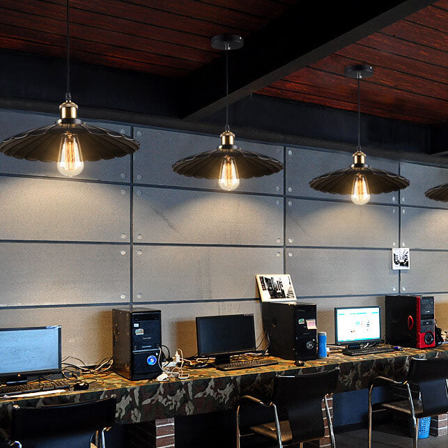 Ironique Vintage Industrial Pendelleuchte | Eisen-Lampenschirm | 1-Licht Design | Retro Beleuchtung für Wohnräume