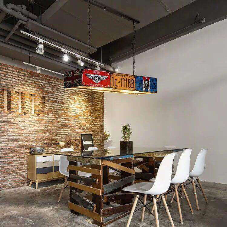 VintagePlate Kreative Metall-Lizenzplatte Kronleuchter | 3-Licht | Retro-Design