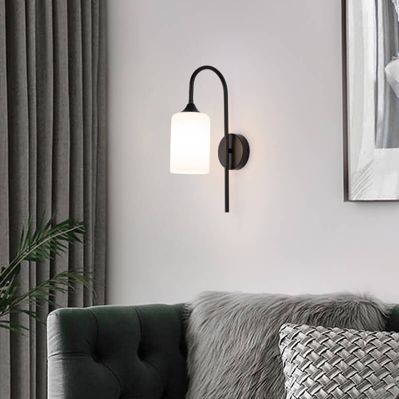 GlintArc Wandlampe | Minimalistisches Zylinderglasdesign | Flexibler Arm | 1-Licht Wandleuchte für stilvolle Räume