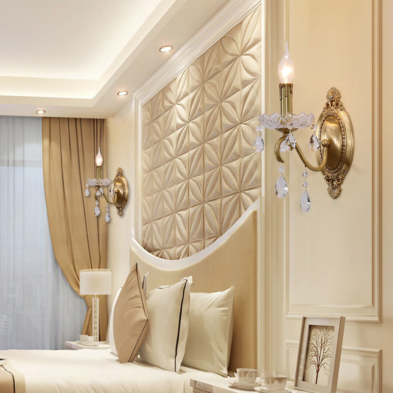 Crystaléa Wandlampe im französischen Vintage-Stil | Messing & Kristall | Elegante Beleuchtung für Zuhause