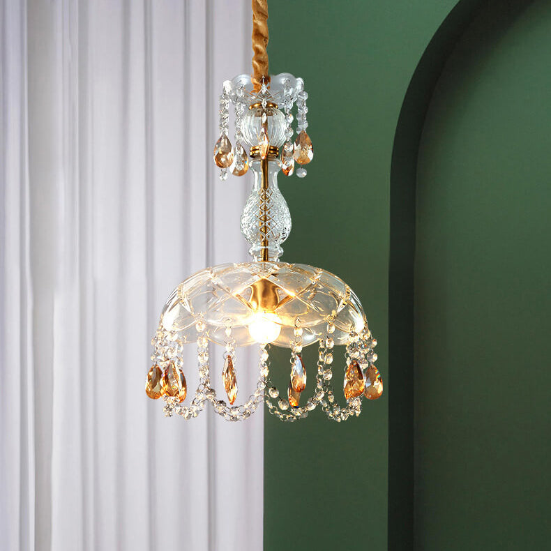 CrystalVive Pendelleuchte | Luxus Kristallkuppel | Moderne 1-Licht Hängelampe | Elegante Beleuchtung für Zuhause