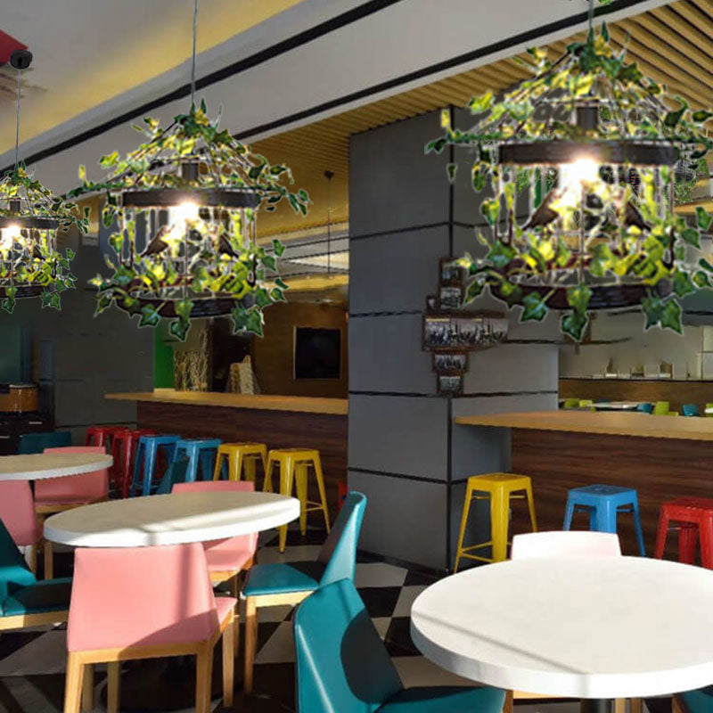 AviNest Retro Hängelampe | Vogelkäfig-Design | Kreative Pflanzen-Optik | 1-flammig | Dekorative Pendelleuchte