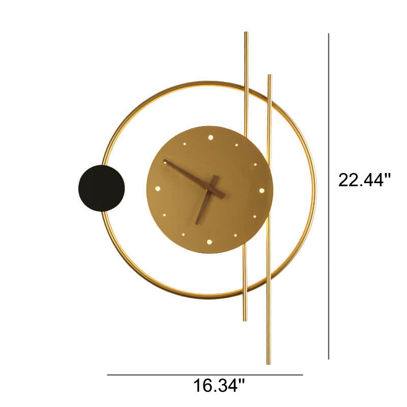 ChronoLume LED Wandleuchte | Modernes Nordic Design | Kreative Uhr & Licht Kombination | Wandlampe in Schwarz & Gold