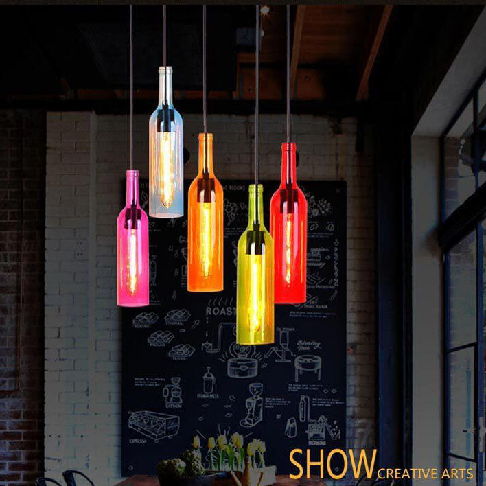 VinoLux Antik Glas Pendelleuchte | Weinflaschen Design | Vintage Beleuchtung für Esszimmer & Küche