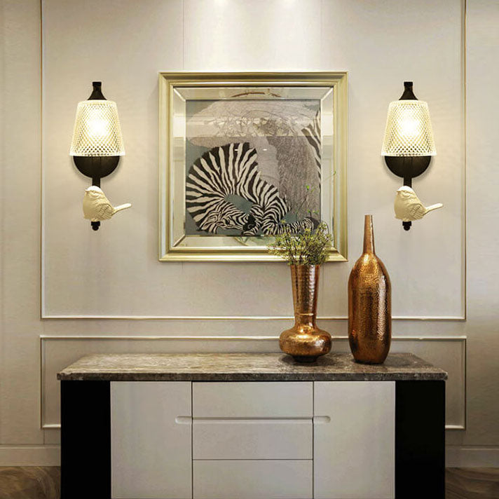 Avioria Wandlampe mit Glasschirm & Deko-Vogel | Modernes Design | Stimmungsvolles Licht für Zuhause