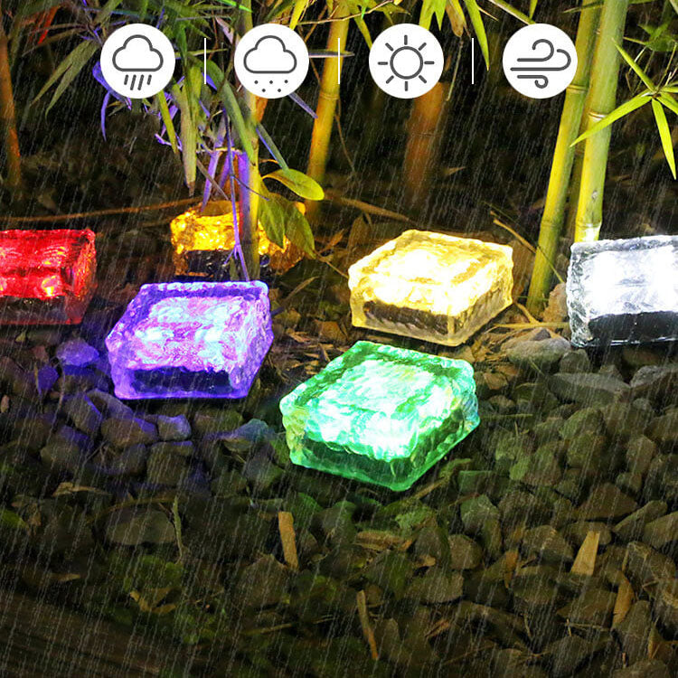 IceGlow Solar LED Bodeneinbauleuchte | Wasserfest | Glaseffekt | Gartenbeleuchtung in verschiedenen Farben