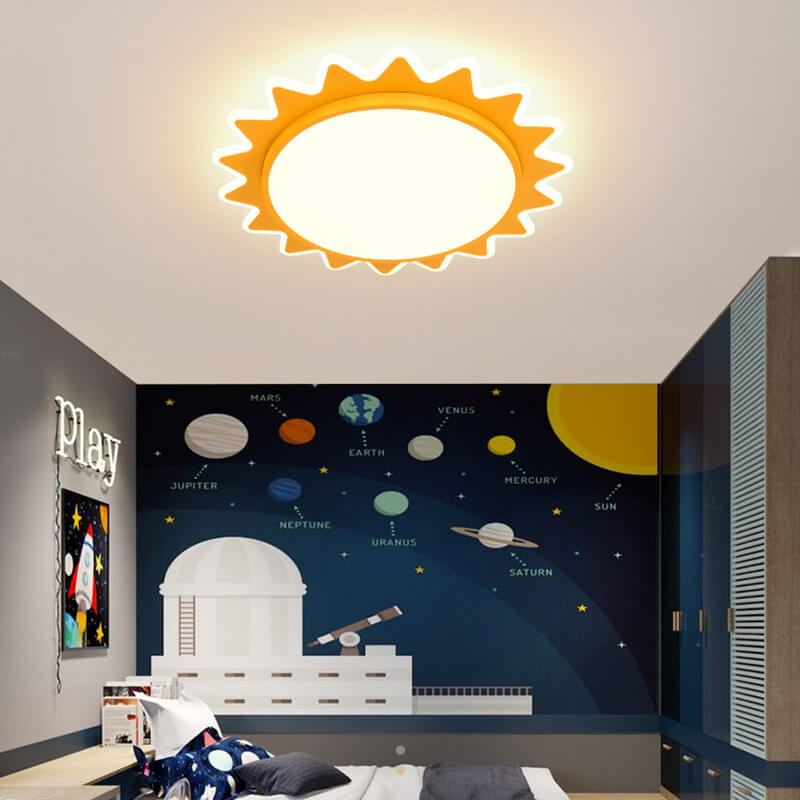 SunnyLuxe Kreatives Cartoon LED Deckenlicht | Sonnendesign | Kinderzimmer | Dimmbare Beleuchtung