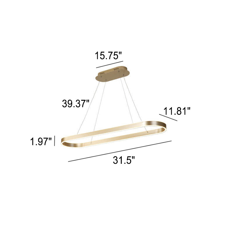 LumaOval Minimalistische LED Pendelleuchte | Ovales Aluminium-Design | Dimmbares Licht | Luxus Kronleuchter