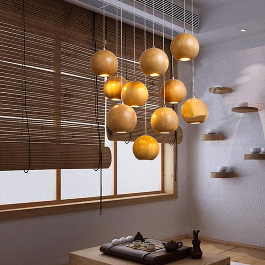 LumiOrba Moderne Hölzerne Kugel Pendelleuchte | Nordic Design | Vielseitige Beleuchtung