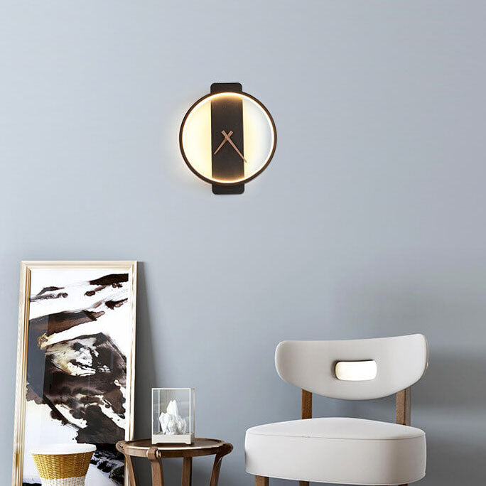 LumiChron Wandleuchte | Minimalistisches Uhr-Design | 1-Licht LED Wandlampe | Moderne Beleuchtung für Wohnräume