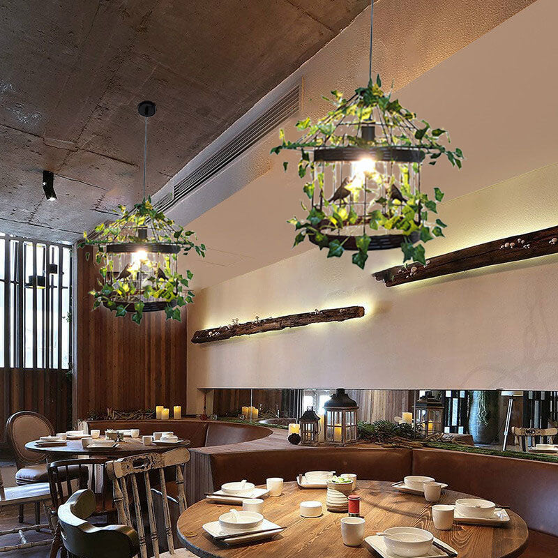 AviNest Retro Hängelampe | Vogelkäfig-Design | Kreative Pflanzen-Optik | 1-flammig | Dekorative Pendelleuchte